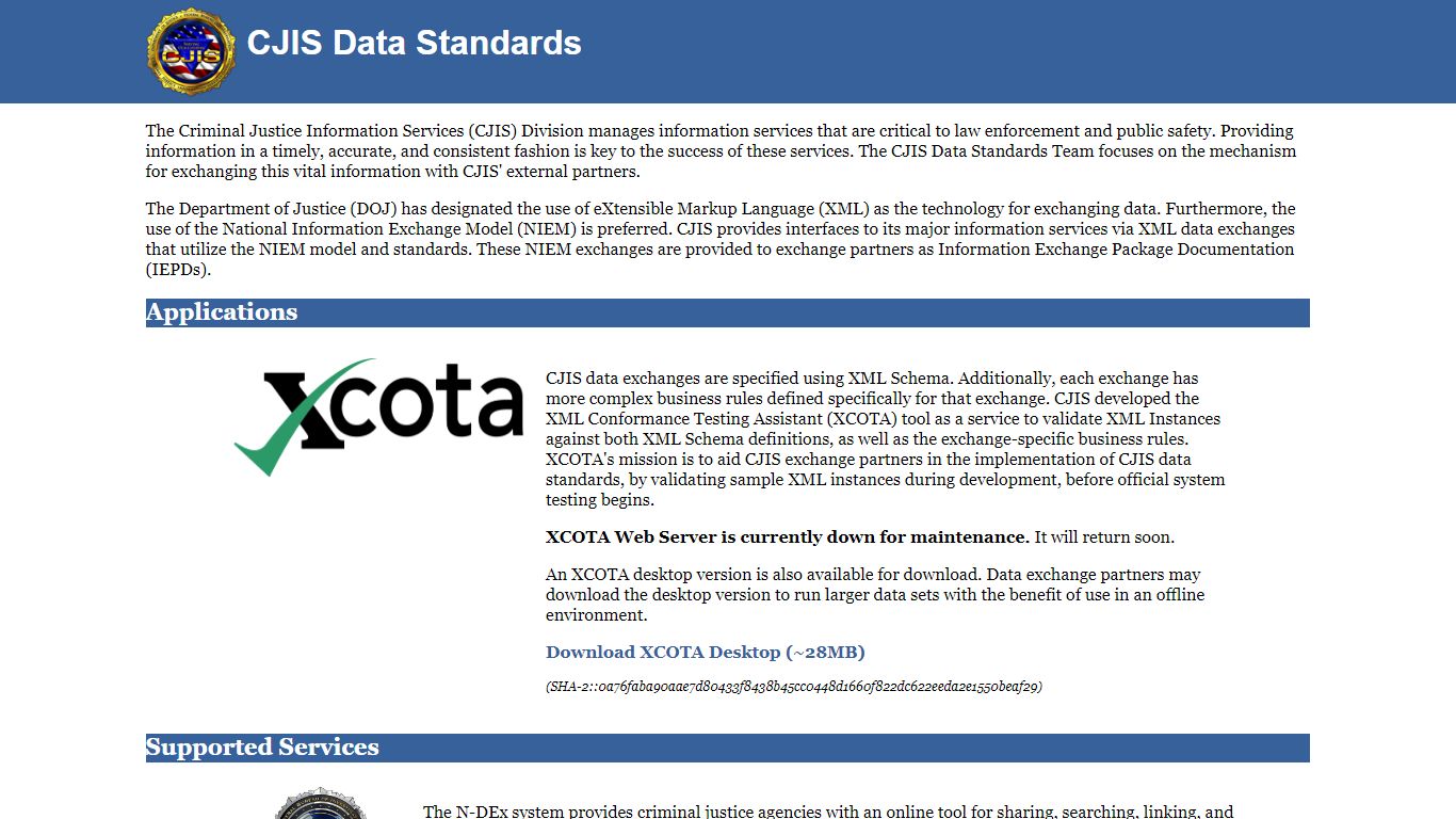 Criminal Justice Information Services | Data Standards - CJIS